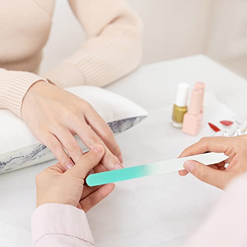 CHEERYMAGIC Glass Nail File, Multicolor Crystal Nail File Set with Case Professional Crystal Nail File Double-Sided Nail Files for Natural Nails