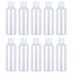 10 PCS 100ml Clear Travel Bottles Empty Transparent Flip Cap Bottles Plastic Travel Bottles with Labels for Travel or Cosmetic