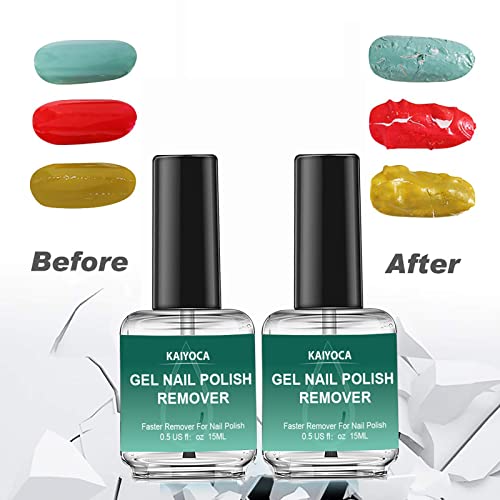 Gel Nail Polish Remover 2 Packs with 1 Cuticle Pusher, Quickly & Easily Remove Nail Polish in 3-5 Minutes, No Need Tin Foil & Clip and Don't Hurt