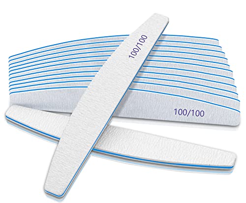 Nail Files, Nail Files, 100/100 Grit Nail Files 12 PCS, Double Sided Emery Board Nail Files for Acrylic Nails and Natural Nails, Washable and Reu