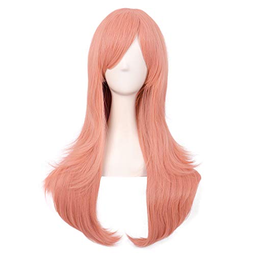 MapofBeauty 28" 70cm Long Curly Hair Ends Costume Cosplay Wig (Pink)