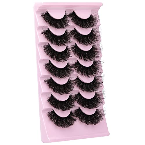 Fake Eyelashes Fluffy Volume Thick Lashes Faux Mink 20MM Long Dramatic False Eyelashes Full 5D Big Reusable Eye Lashes Pack 7 Pairs by ALICROWN