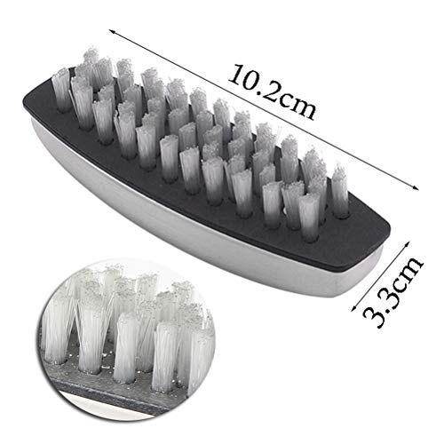 kuou Stainless Steel Nail Brush, 2 Pieces Hard Bristle Hand Wash Brushes Nail Clean Brush Handle Nail Finger Tip Scrubbing Brush Nail Brushes for