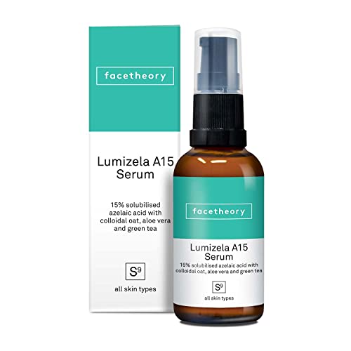 facetheory Lumizela S9-15% Azelaic Acid, Acne Serum Reduces Inflammation, Smooth Emulsion, Green Tea Serum, Calming Aloe Vera, Vegan, and Cruelty