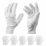 FOXCESD White Cotton Gloves Large for Overnight Moisturising Dry Hand Eczema Women and Men Bedtime Sleep Gloves 10 Pairs