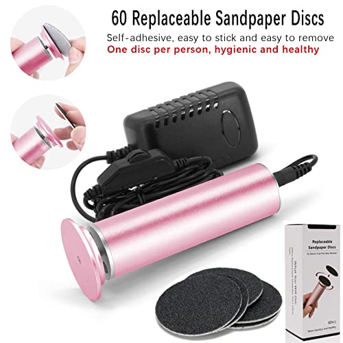 Electric Foot File Hard Skin Remover (Speed Adjustable) with 60pcs Replacement Sandpaper Disks, Professional Electric Callus Remover Pedicure Foo