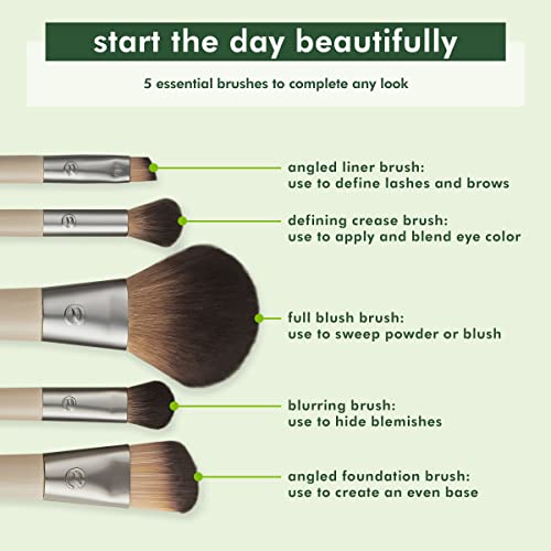 EcoTools Limited Edition Start the Day Beautifully Makeup Brush Set, Silver, 1 Count (Pack of 1)