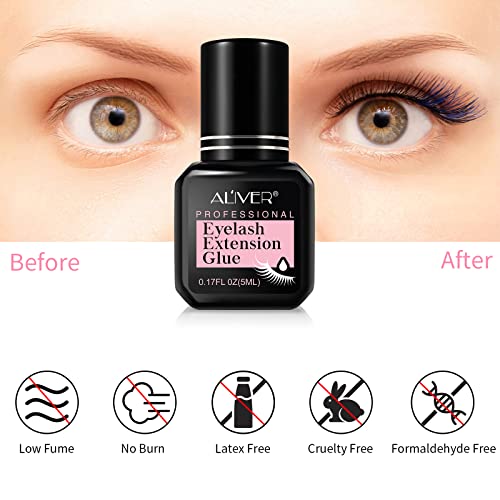 Eyelash Extension Glue,Extra Strong Professional Lash Glue Drys in 1-2s with 6-7 Week Retention by Existing Beauty Lashes,Black Adhesive for Semi