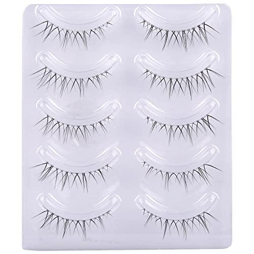 GMAGICTOBO Natural False Eyelashes Short Clear Band Lashes Pack Wispy Lashes Light Volume Soft Strip Fake Eyelashes 5 Pairs Multipack