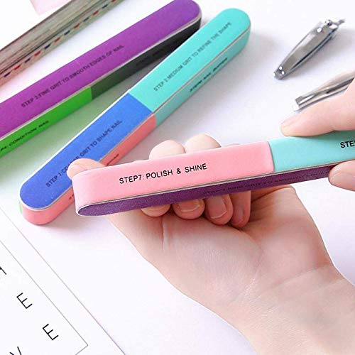 Professional Nail File Six-Sided Polishing Sandpaper Sanding Blocks Board Nail Buffer 7-in-1 Nail Buffer Manicure Tool for Nail Grooming Styling