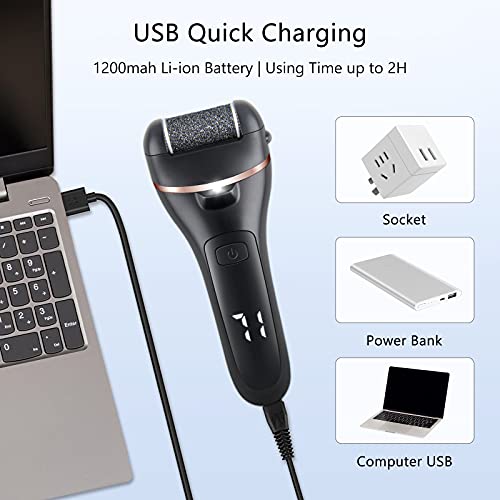 ZOUYUE Electric Foot File Pedicure Set, Rechargeable Waterproof Hard Skin Remover with 3 Rollers and 2 Speeds, Callus Remover Foot Care Gift Kit