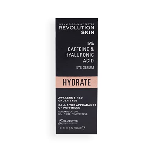Revolution Skincare 5% Caffeine & Hyaluronic Acid Under Eye Serum, Reduces Dark Circles & Under Eye Puffiness, Vegan & Cruelty-Free, 30ml