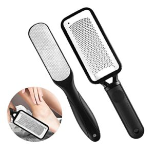 WUJUN 2Pcs Foot Files Foot Pedicure Kit, Stainless Steel Foot Rasp and Dual Sided Foot File Hard Skin Remover Professional Foot Care Tool Both We