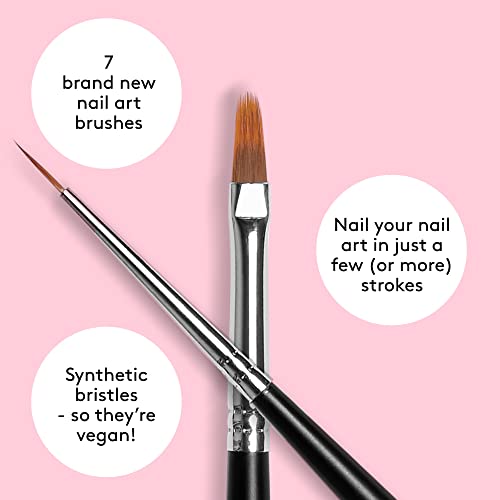 Mylee Maestro Nail Brush Kit, 7x Brushes Design for Gel Nail Art & Polish Application, Oval, Angled, Ombre, Fine, Professional Quality Manicure P