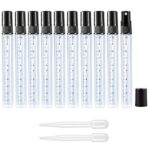 Apstaqeoo 10Pcs, 10Ml Empty Glass Spray Bottles with Scale - Clear Mini Sample Perfume Atomizer Vial Travel Bottles Set with Fine Mist Sprayer &