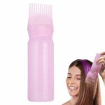 Hair Dye Brush Bottle, 160ml Hair Color Root Comb Applicator Bottle for Hair Dye Applicator Brush Bottle for Salon Home DIY Hair Coloring - Pink,