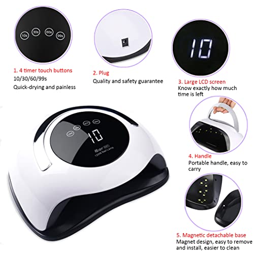 Absuper UV LED Nail Lamp, Professional Gel Nail Polish Lamp, Faster Nail Dryer with Touch Screen Portable Handle and Automatic Sensor, Nail Art l