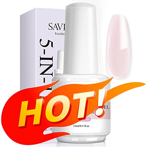 Saviland 5 in 1 Nudes Builder Gels - 15ml Builder Base Strengthening Gel for Thin Nails U V Nail Gel Polish for Nails Repair Reinforcement Extens