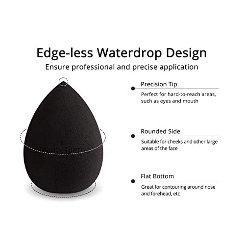 Beauty4Better Luxury Cosmetic Non-Latex Soft Vegan Face Makeup Applicator Sponge (Pack of 1) Colour - Black - for Blending Liquid Foundation Crea