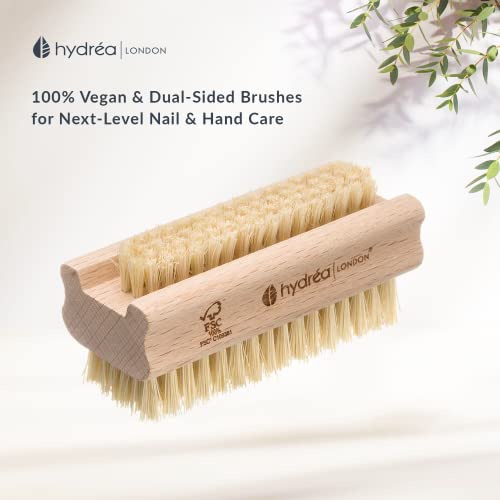 Hydrea London Nail Brush - Double-Sided Pedicure & Manicure Brush with Natural Cactus Bristles - 100% Vegan Hand Scrub, Fingernail Cleaner, & Tou