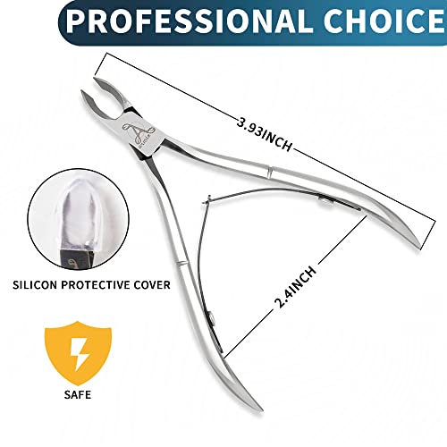 Armiz Cuticle Cutter Stainless Steel Professional Cuticle Nipper for Manicure and Pedicure - Cuticle Remover Tool (Silver) with 0.25-inch Sharp B