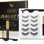 Magnetic Eyelashs, Larbois 5 Paires Eyelashes Natural Look with Eyeliner Kit, Self Adhesive＆Reusable Fluffy Fake Set and Waterproof&Long Lasting