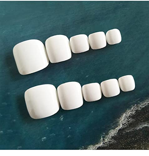 BSLVWG Pure Color False Toe Nails Short Glitter Metal Fake Toenail Full Cover Artificial Foot Nail Tips for Women and Girls(24Pcs) (01)