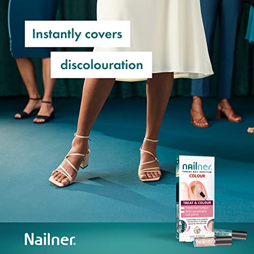Nailner Treat & Colour Anti Fungal Nail Treatment Brush 2 x 5 ml Duo Pack for Toenails and Breathable Nail Varnish - Conceal, Treat & Prevent Fun