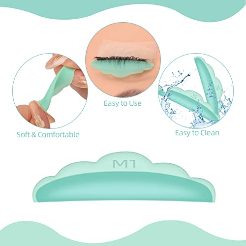 ATOMUS 60PCS Eyelash Perming Silicone Pads Eyelash Lift Perming Curler Shield Pads with 10PCS Y Shape Eyelash Brush