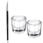 Glamified Dappen Dish Bowl Set of 2 Cup and Eyebrow Tint Brush, Acrylic Nail Art Equipment Mini Bowl Cups