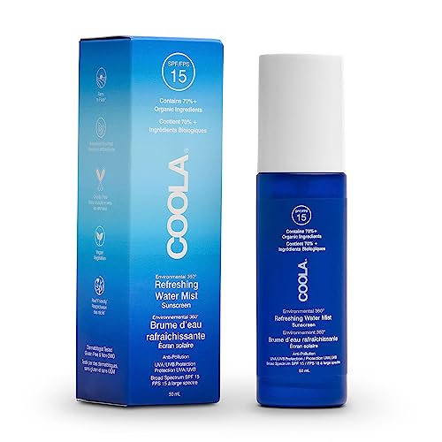 Coola SPF 18 Water Mist Suncreen, 70 Percent + Organic Sunscreen for Daily Use, Refreshing and Alcohol Free, 50 ml