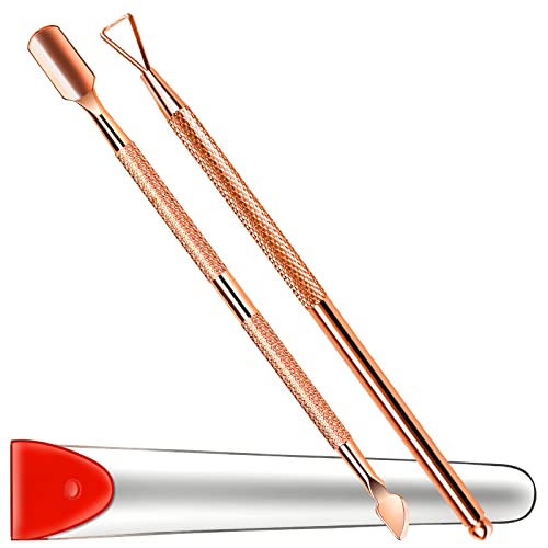 FANDAMEI Nail Gel Polish Remover Tool - Cuticle Pusher + Cuticle Peeler, Double-ended Nail Pusher Spoon Tool and Triangle Cuticle Peeler Scraper