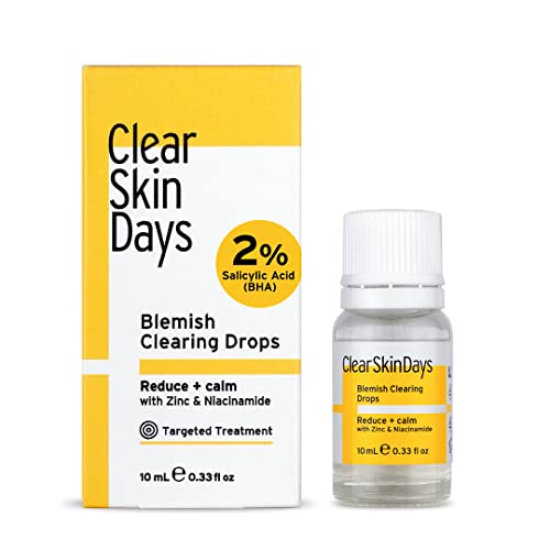 Clear Skin Days 2% Niacinamide, 2% Salicylic Acid, & 1% Zinc Spot, Pimple & Acne Treatment - Blemish Clearing Drops - Reduce Breakouts, Calm and