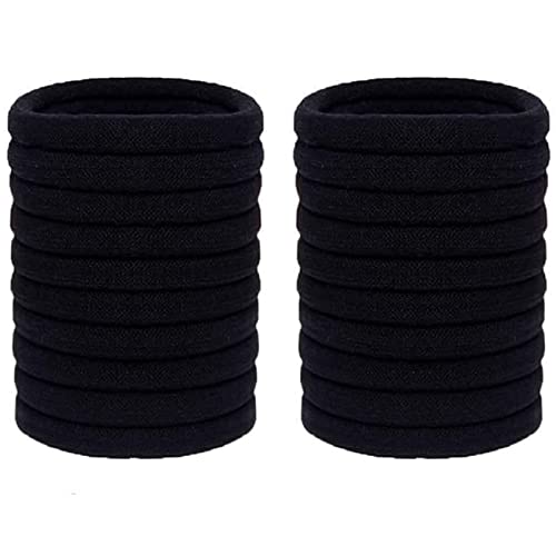 Elastic Hair Bands (50 Pieces), 2mm Elastic Hair Ties Ponytail Holders, Bulk Hair Ties No Metal Gentle Elastics for Women Men Girls Kids - Black