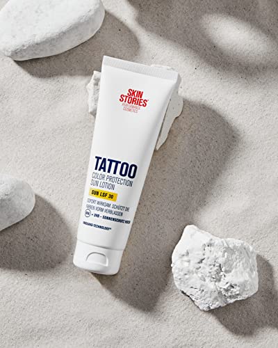 SKIN STORIES Sun Lotion SPF 50+ (100 ml), Tattoo Colour Protection Sun Cream with InkGuard Technology®, Very High Tattoo Sun Protection with Pant