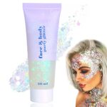 Body Glitter Gel, 50ml Face Glitters Body Gel Sequins Shimmer Liquid Eyeshadow, Mermaid Sequins Sparkling Chunky Body Lotion Glitter Liquid, for