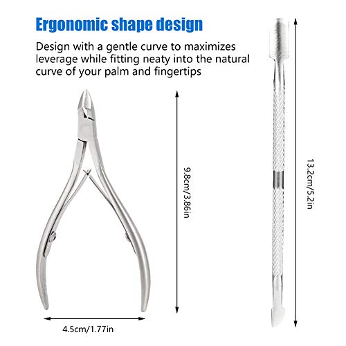 faddy-1 Cuticle Nipper Set, Cuticle Cutter Trimmer and Cuticle Pusher with Non-slip Protective Coating Handle Stainless Steel Cuticle Cutter Clip