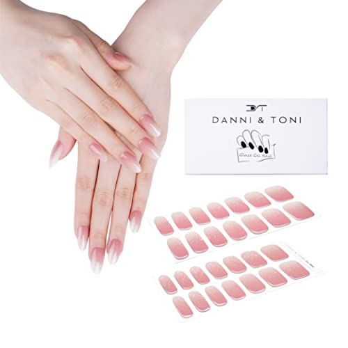 DANNI & TONI 28 Stickers Semi Cured Nail Wraps Soft Self-Adhesive Gel Nail Stickers(Happy-Go-Lucky),Salon-Quality Gel Nail Polish Strips, French