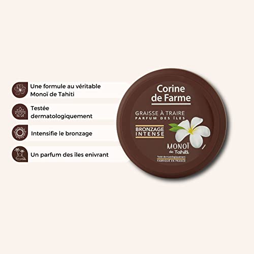 Corine de Farme Intense Tanning Milking Grease - Islands Scent - For Matte Or Already Bronzed Skin - Golden And Luminous - With Monoi Tahiti - Wa