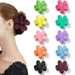 Hair Claw Clips,10 PCS Multi-Coloured Flower Hair Clips,Simple and Premium Claw Clips for Thick Hair,Internal Tooth Design Strong Hold Flower Hai