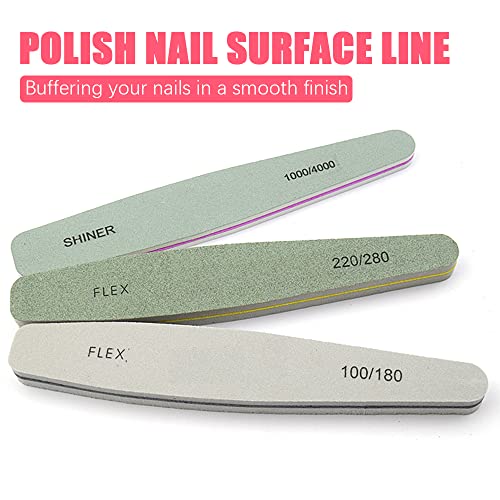Professional Nail File Set Double Sided Grit 100/150/180/220/240/280/1000/4000 Buffer Emery Board Manicure Tools for Nail Grooming and Styling, A