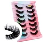 Leipple False Eyelashes 7 Pairs - Professional Reusable 8D Mink Lashes - Natural Waterproof Thick Fluffy Fake Eyelashes Faux Mink Eyelashes (G610
