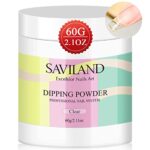 Saviland 60g Clear Dipping Powder - 2.1oz Big Bottle Dip Powder French Nail Art Starter Manicure, Strengthen Nail Powder, Dip Powder Nail Kit Eas