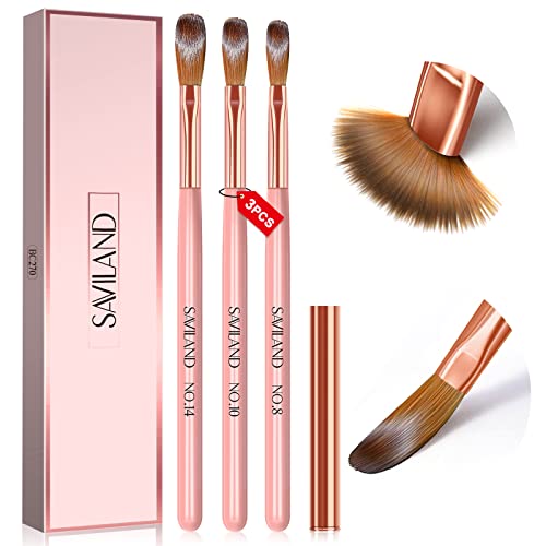 Saviland 3 PCS Kolinsky Acrylic Nail Brush - Size 8/10/14 Nail Brush for Acrylic Powder Durable Acrylic Nail Brush for Beginners Acrylic Brushes