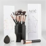 Niré Beauty Professional Makeup Brushes - 15-piece Award Winning Vegan Makeup Brush Set with Case, Blending Sponge, Brush Cleaner, Guide, Gift Bo