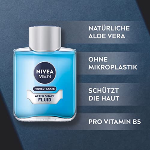 NIVEA MEN Protect & Care After Shave Fluid (100 ml), Soothing After Shave, Skin Care with Aloe Vera and Pro Vitamin B5