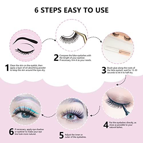 Oreola Russian Strip Lashes D Curl False Eyelashes Cat Eye Lashes Natural 10 Pairs 3D Volume Curly Fake Eyelashes Fluffy Artificial Reusable Russ