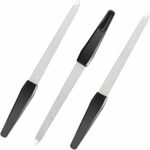 3 Packs Sapphire Nail File Metal Nail File Plastic Long Handle Nail Buffer Nail Care Manicure Tool Accessories (Black, 17.2 cm)
