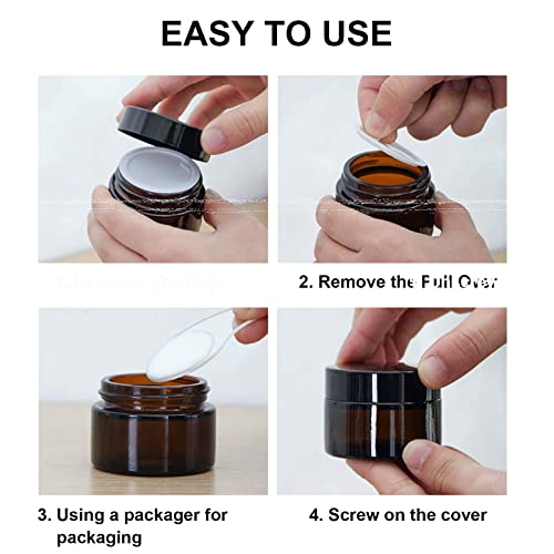 Amber Glass Empty Jar 6 Pack Jars Cream Jars 30ml Brown Glass Jars Empty Refillable Jars Brown Ointment Jars for Women Girls Cosmetics Creams Lot