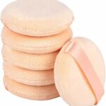 GOTH Perhk 6Pcs Cosmetic Powder Puff Loose Powder Puff Pads Soft Face Powder Puff Round Velour Puff With Ribbon Handle for Face Makeup Washable